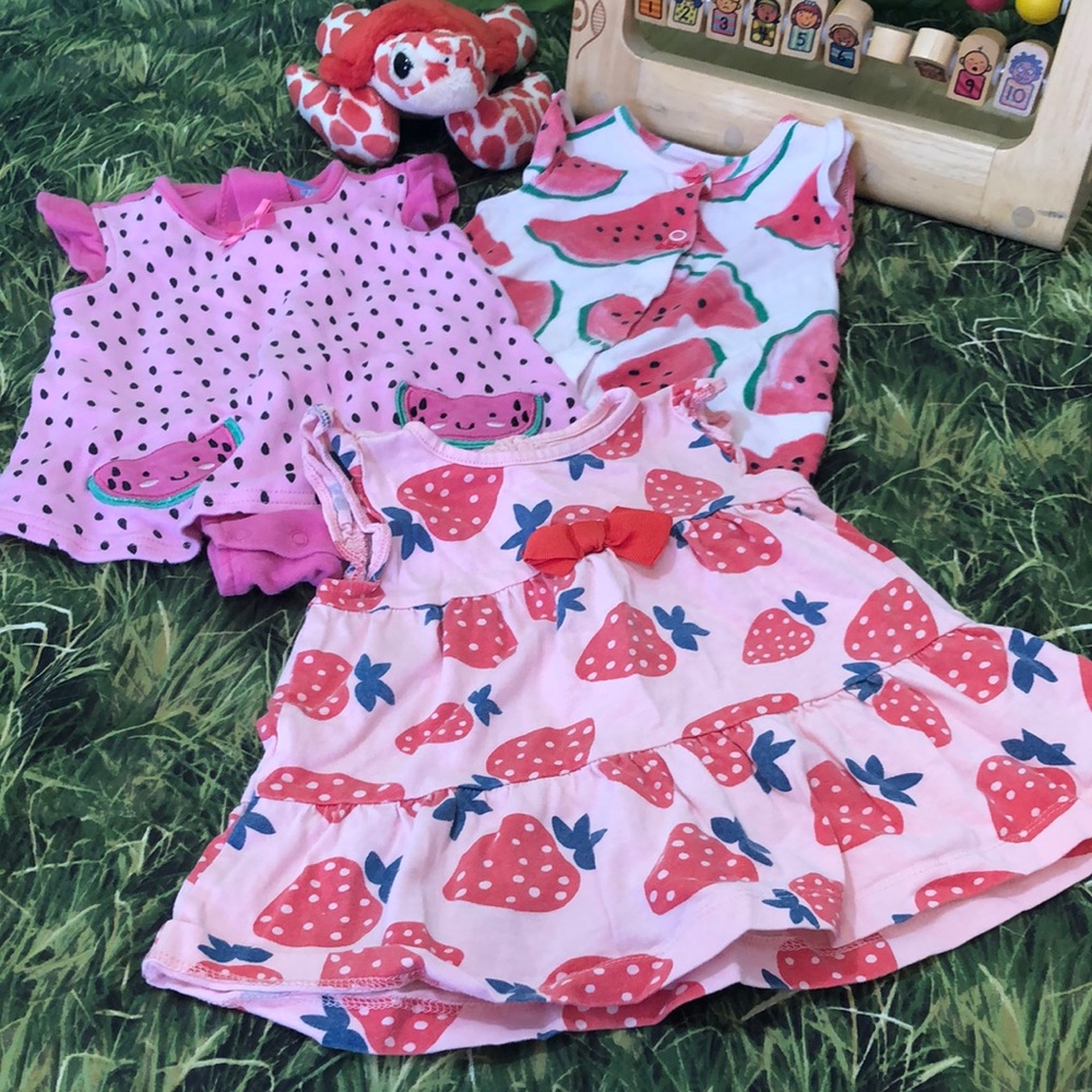 🍉🍓Baby Girl Fruit Rompers / Dress 0-6M 🍓 🍉